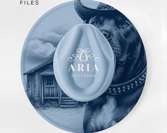 Cowboy Dog Hat Engraving Template, Wide Brim Design (PNG+PDF)