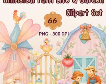 Farm Life Clipart Bundle, Garden PNG Set (Digital Download)