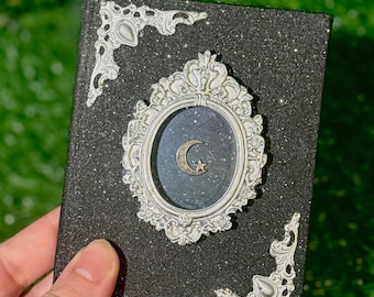 Moon Journal (gevoerd) handgemaakt hardcover notitieboek op zakformaat 'Silver Moon' mini