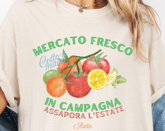 Tomato Lemon Fruit Shirt, Fruitcore Aesthetic Tee, Retro Market Shirt Comfort Colors Foodie Tee Italian Summer Gift Shirt Vintage Tomato Tee