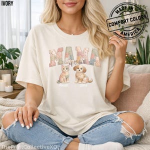 Camisa de patchwork con efecto "Mamá de ambos" de Comfort Colors, camiseta genial para mamá de perro, camiseta para mamá de gato, el mejor regalo para el Día de la Madre imagen 6