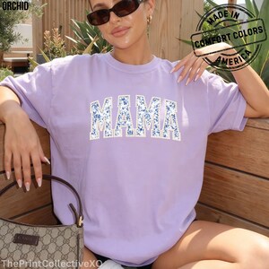 Comfort Colors Mama Faux Pearl Shirt, Mother's Day Gift for New Mom, Pregnancy Announcement Tee image 5