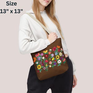 Surprise Song Piano Flowers Wildflower Garden Tote Bag, Colorful Floral Canvas Tote, Botanical Everyday bag image 4