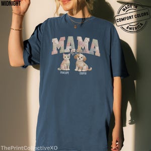 Camisa de patchwork con efecto "Mamá de ambos" de Comfort Colors, camiseta genial para mamá de perro, camiseta para mamá de gato, el mejor regalo para el Día de la Madre imagen 7
