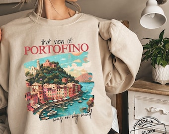 Italian Coastal Village Sweatshirt, Mediterranean Travel Crewneck, Riviera Aesthetic Pullover, Europe Vacation Gift for Her
