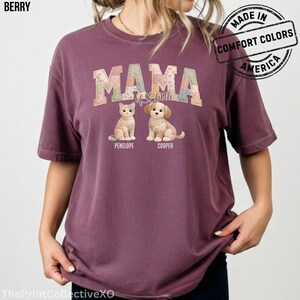 Camisa de patchwork con efecto "Mamá de ambos" de Comfort Colors, camiseta genial para mamá de perro, camiseta para mamá de gato, el mejor regalo para el Día de la Madre imagen 12