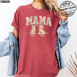 Camisa de patchwork con efecto "Mamá de ambos" de Comfort Colors, camiseta genial para mamá de perro, camiseta para mamá de gato, el mejor regalo para el Día de la Madre imagen 10