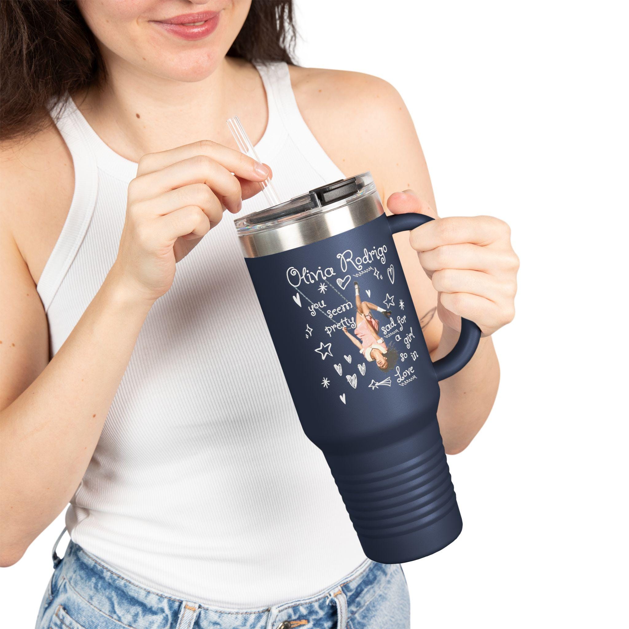 Discover Olivia Rodrigo Doodle Insulated Travel Mug 40oz | OR3 Merch Gift for Fan