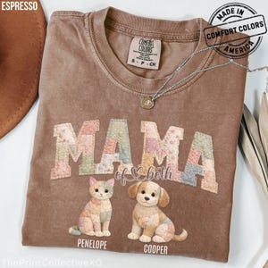 Camisa de patchwork con efecto "Mamá de ambos" de Comfort Colors, camiseta genial para mamá de perro, camiseta para mamá de gato, el mejor regalo para el Día de la Madre imagen 1