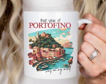 Italian Coastal Village Mug, Mediterranean Travel Coffee Cup, Riviera Aesthetic Ceramic Mug, Vacation Gift for Italy Lover