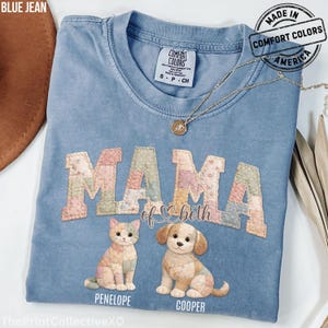 Camisa de patchwork con efecto "Mamá de ambos" de Comfort Colors, camiseta genial para mamá de perro, camiseta para mamá de gato, el mejor regalo para el Día de la Madre imagen 9