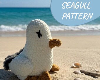 Crochet Pattern for Snuggle Seagull Toy, PDF Amigurumi Crochet Pattern Seagull Plushie  Toy, Digital Download Pattern, Crochet Pattern Gull