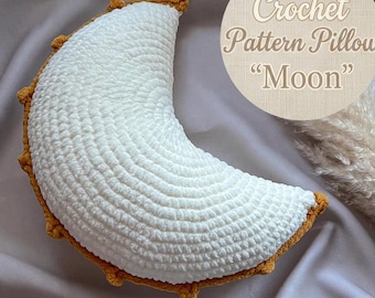 Crochet Moon Pillow Pattern PDF, Amigurumi Moon Cushion Tutorial, Celestial Nursery Decor, Baby Shower Gift, Easy Plush Pillow