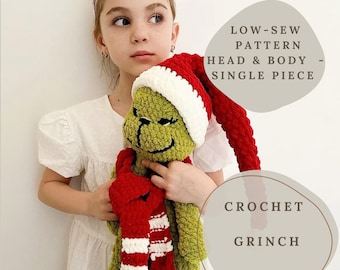Crochet Pattern for Snuggle Christmas Green Villain Toy, PDF Amigurumi Crochet Pattern Green Villain Plushie Toy, Digital Download Pattern