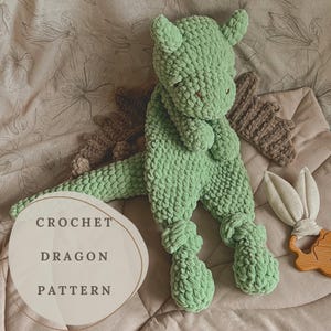 Crochet Dragon Pattern PDF, Snuggler Dragon Toy Pattern, Stuffed Dragon, Baby Gift Comforter, Baby Shower, Dragon Sleeping Toy,Nursery Decor