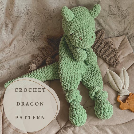 Crochet Dragon Pattern PDF, Snuggler Dragon Toy Pattern, Stuffed Dragon, Baby Gift Comforter, Baby Shower, Dragon Sleeping Toy,Nursery Decor