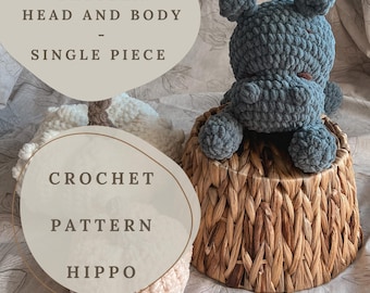 Hippo Crochet Pattern, Hippo Amigurumi PDF Pattern, Hippopotamus Pattern, Stuffed Animals, Comforter Hippo Toy, Hippo Security Blanket