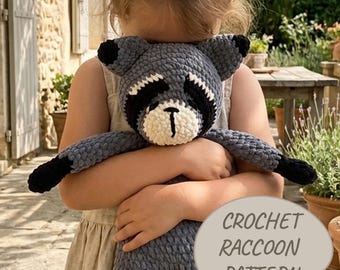 Crochet Raccoon Amigurumi Pattern, Cute Snuggle Raccoon Plushie Pattern, Crochet Animal Tutorial, Digital Download PDF Pattern