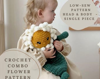 Crochet Combo Flower Snuggler Pattern, PDF Amigurumi Crochet Pattern Flower, Lovey Flower Toy, Comforter Flower Toy, Baby Shower, Baby Gift