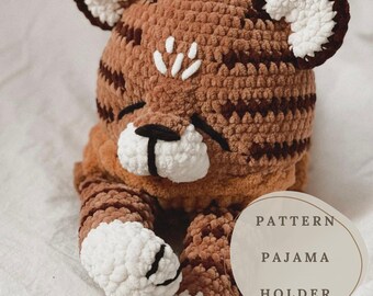 Crochet Tiger Pajama Holder PDF Pattern, Amigurumi Crochet Pattern Tiger Pajama Bag, Plushie Tiger Toy, Digital Download Tiger Toy Pattern