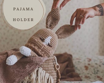 Gehäkelte Hase Pyjama Halter PDF Häkelanleitung, Amigurumi Häkelanleitung Hase Pyjama Tasche, Häschen Plüschtier, Häkelanleitung, digitaler Download Häschen Spielzeug Muster