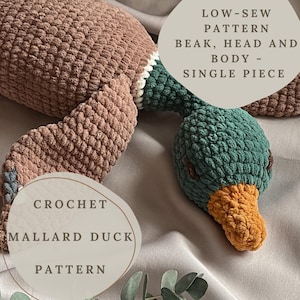 Crochet Pattern for Snuggle Mallard Duck Toy, PDF Amigurumi Crochet Pattern Mallard Duck Plushie  Toy, Digital Download Pattern