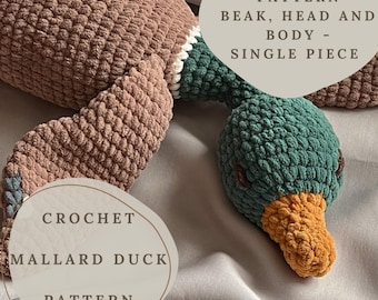 Crochet Pattern for Snuggle Mallard Duck Toy, PDF Amigurumi Crochet Pattern Mallard Duck Plushie  Toy, Digital Download Pattern