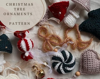 Crochet Pattern for Christmas Tree Ornaments Toys, PDF Amigurumi Crochet Pattern Christmas Tree Decorations, Digital Download Pattern