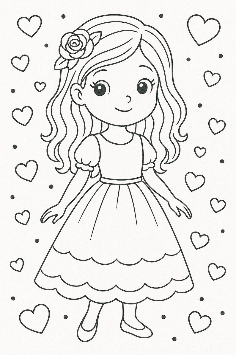 Cute Girls Coloring Book PDF – 10 Pages – Printable A4 Activity for ...