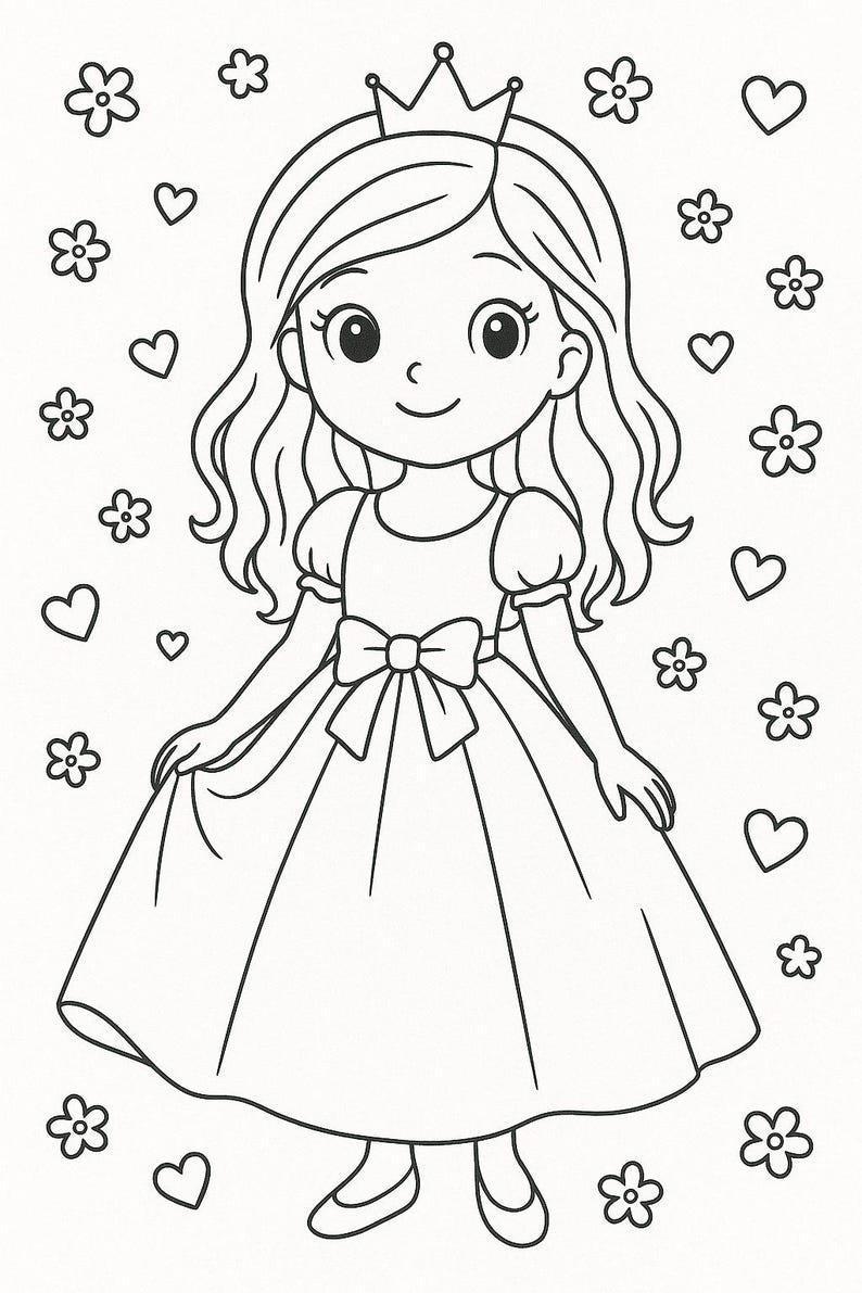 Cute Girls Coloring Book PDF – 10 Pages – Printable A4 Activity for ...