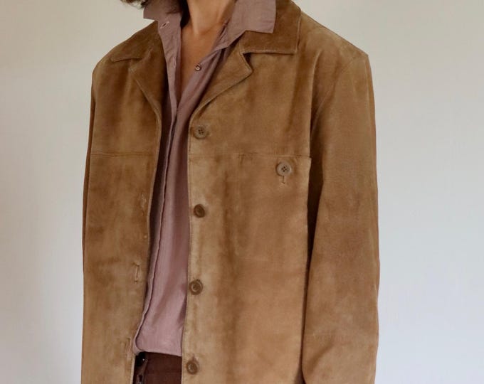Vintage Italian Tan Suede Blazer Shirt Jacket