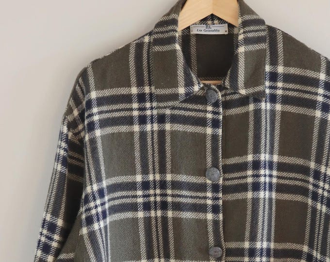 LIA GRIZIOTTIS | Fringed Plaid Wool Blanket Coat