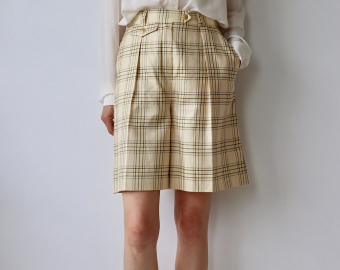 ESCADA | Margaretha Ley | Plaid Bermuda Pleated Shorts