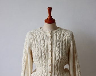 Cream Cable Hand Knitted Cardigan