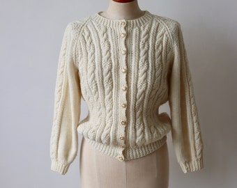 Cream Cable Hand Knitted Cardigan