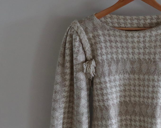 ESCADA | Vintage Dogtooth 1980's Plait & Tassel Jumper Pullover