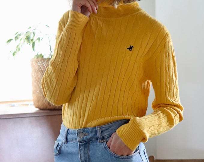 Yellow Polo Neck Pullover Jumper