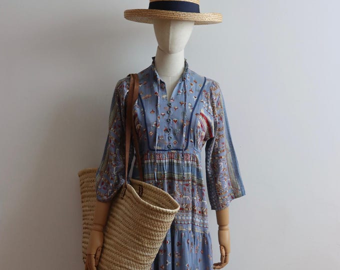 1970s Indian Print Kaftan Dress