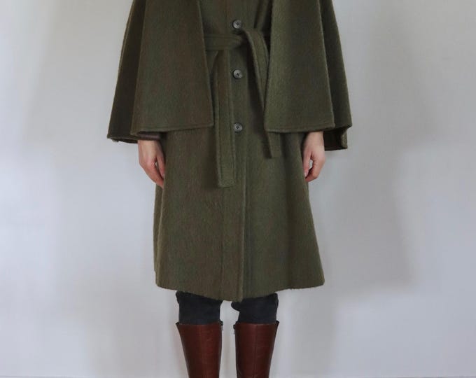 1970's Khaki Cape Coat by MAY OF LONDON