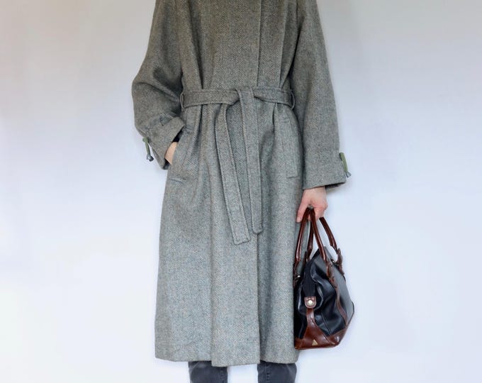 Herringbone Wool Blend 1970s Coat by English Lady