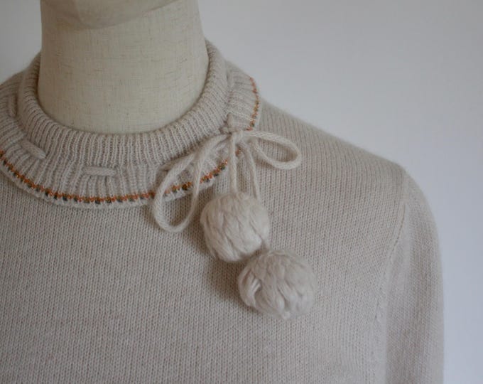 Vintage Pom Pom Tie Jumper