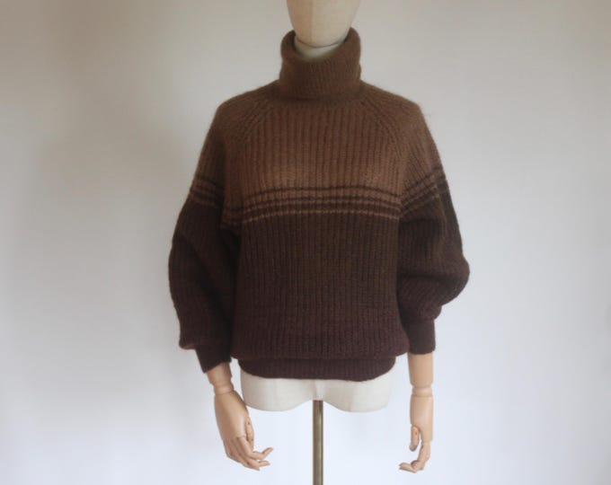 Vintage Mohair Brown Rollneck Jumper