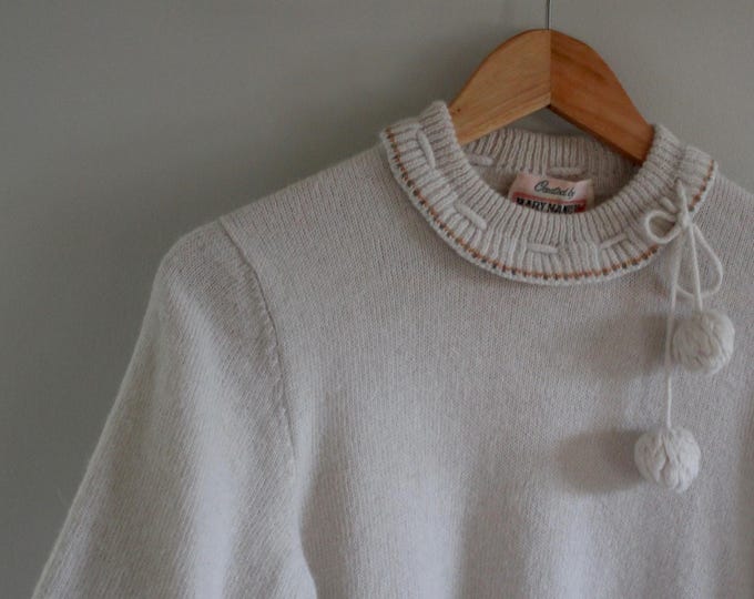 Vintage Pom Pom Tie Jumper