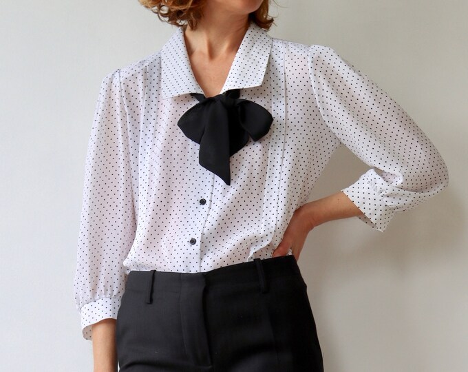 Vintage Polkadot Bow Blouse