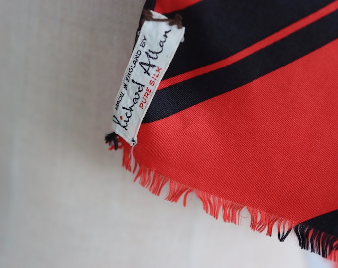 RICHARD ALLAN | Red, Black and White Geometric Print 100% Silk Scarf