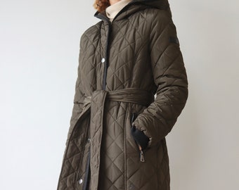 DKNY | Long Quilted Coat with Hood