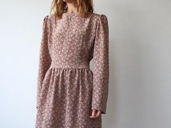 Vintage Floral 80s Puff Sleeve Dress