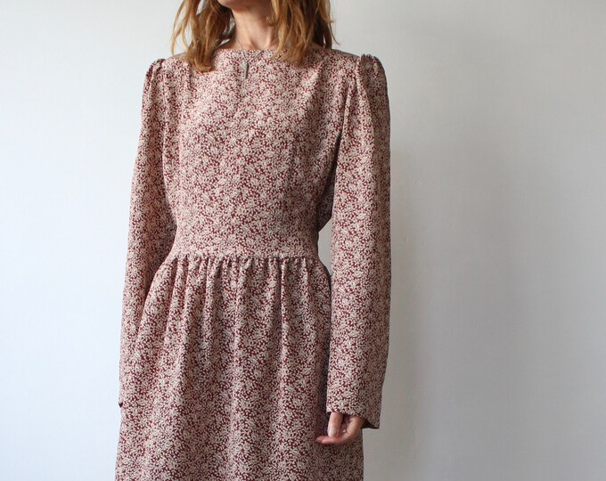 Vintage Floral 80s Puff Sleeve Dress