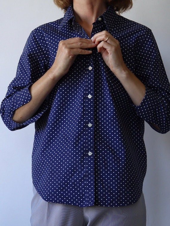 RALPH LAUREN Petite | Polkadot Navy Shirt