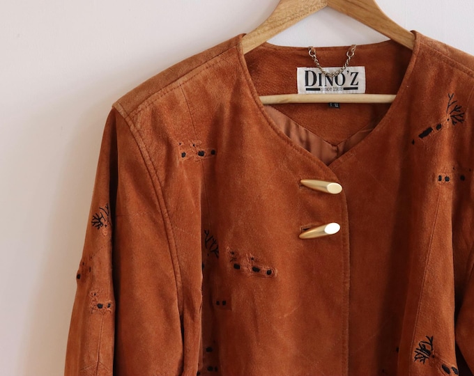 DINO'Z |  Rare 80’s Tan Suede Leather Boho Deer Jacket